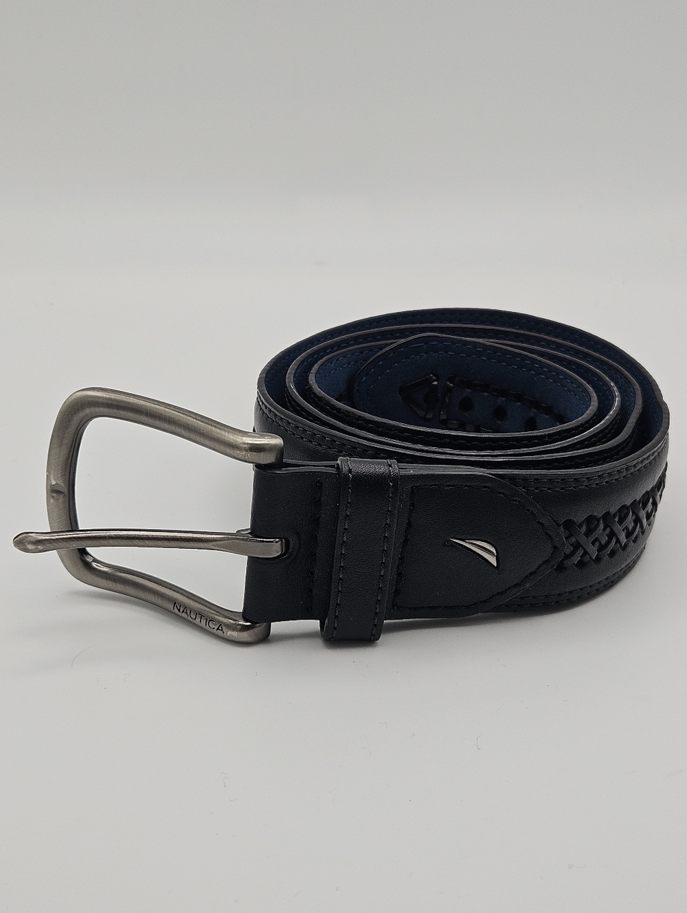 Nautica black faux leather belt size 32